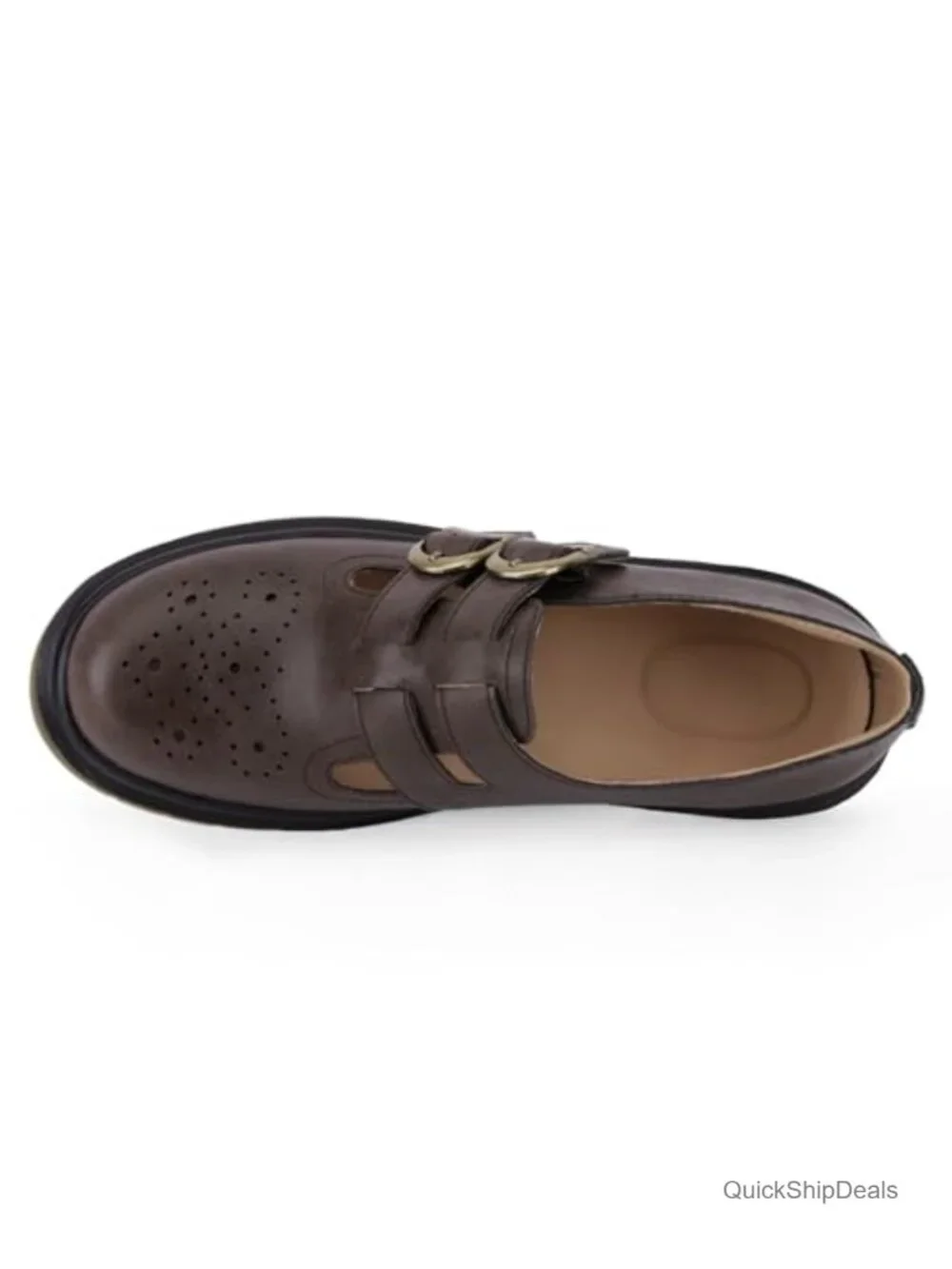 Chunky Mary Janes Women Double Buckle Strap Platform Shoes Faux Leather